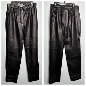 Vintage Jacqueline Ferrar Black Genuine Leather Pants Size 8 NEW NWT